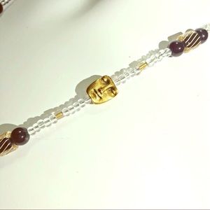 Vintage Handmade glass necklace w/ gold face